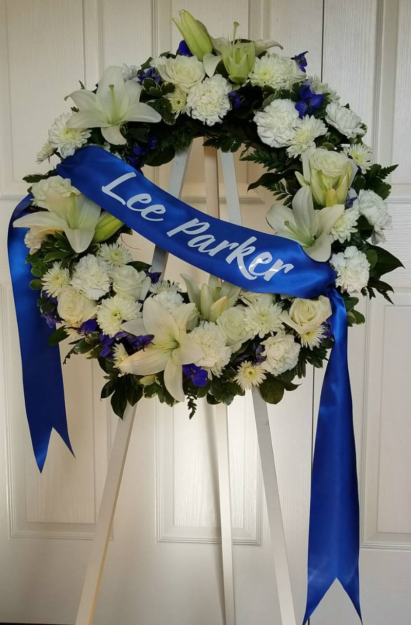 Memorial wreath for Celebration of Life  Lettering from Donna K, FL